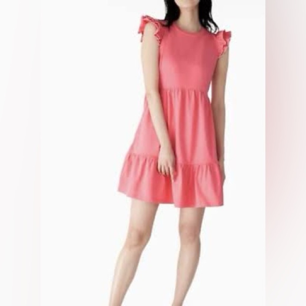 Kate Spade Tiered Mini Dress Womens S Pink Ruffle Cotton Barbiecore Preppy